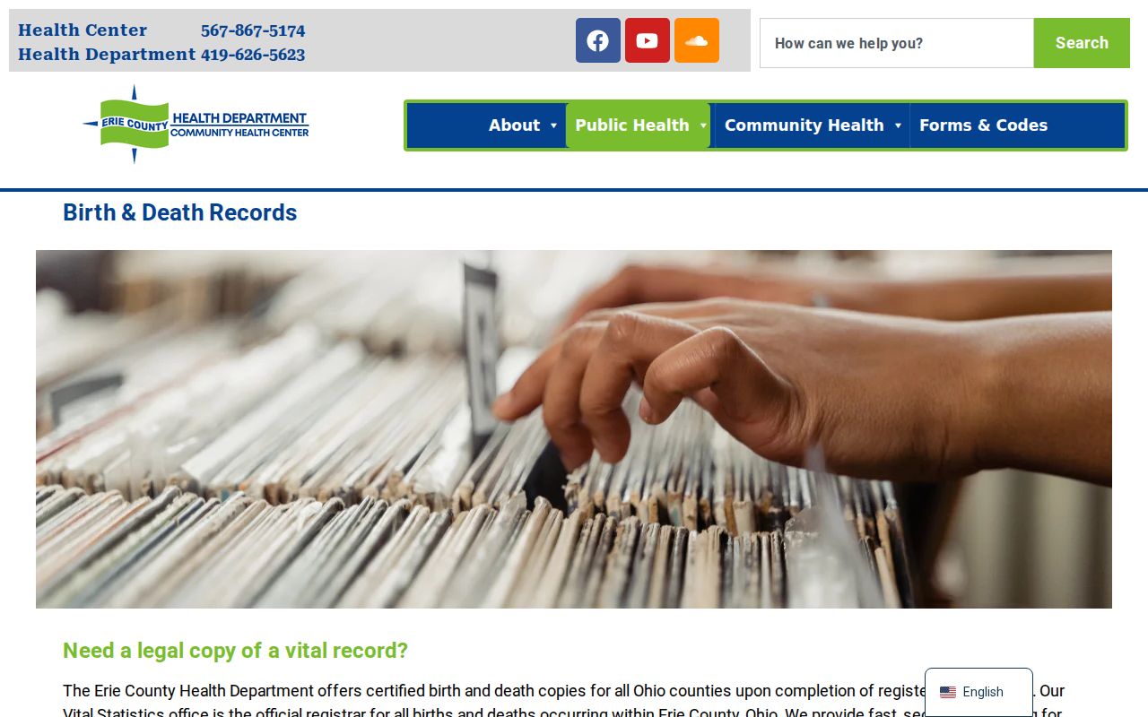Sandusky residents directory Erie County vital records route