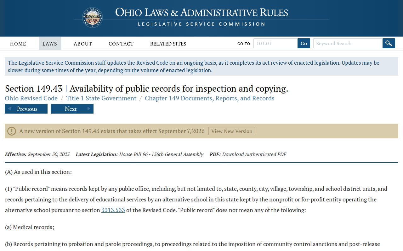 Sandusky residents directory Ohio Public Records Act source