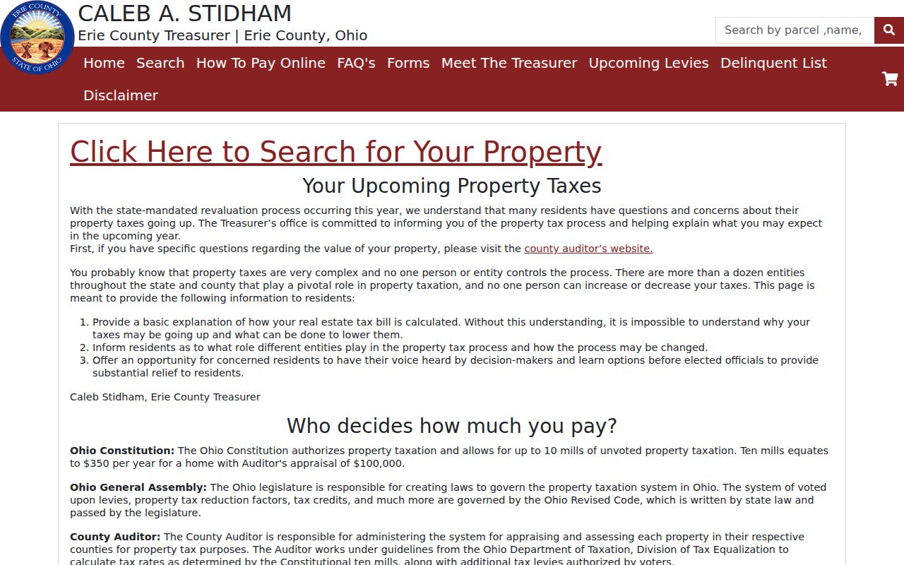 Sandusky neighbors Erie County property tax explanation