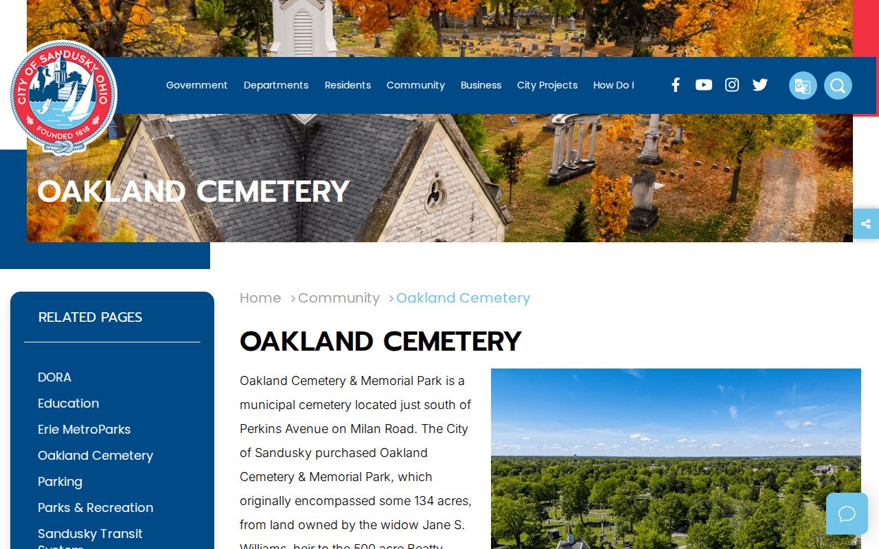 Sandusky previous residents Oakland Cemetery records route