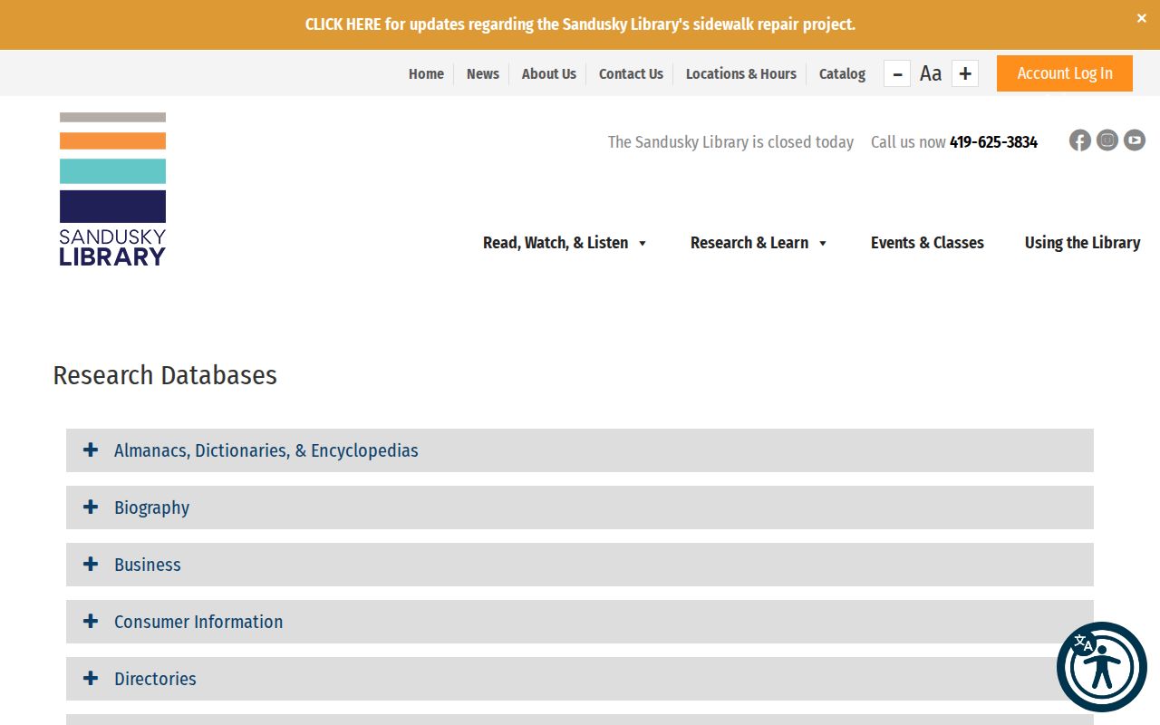 Sandusky previous residents library research databases