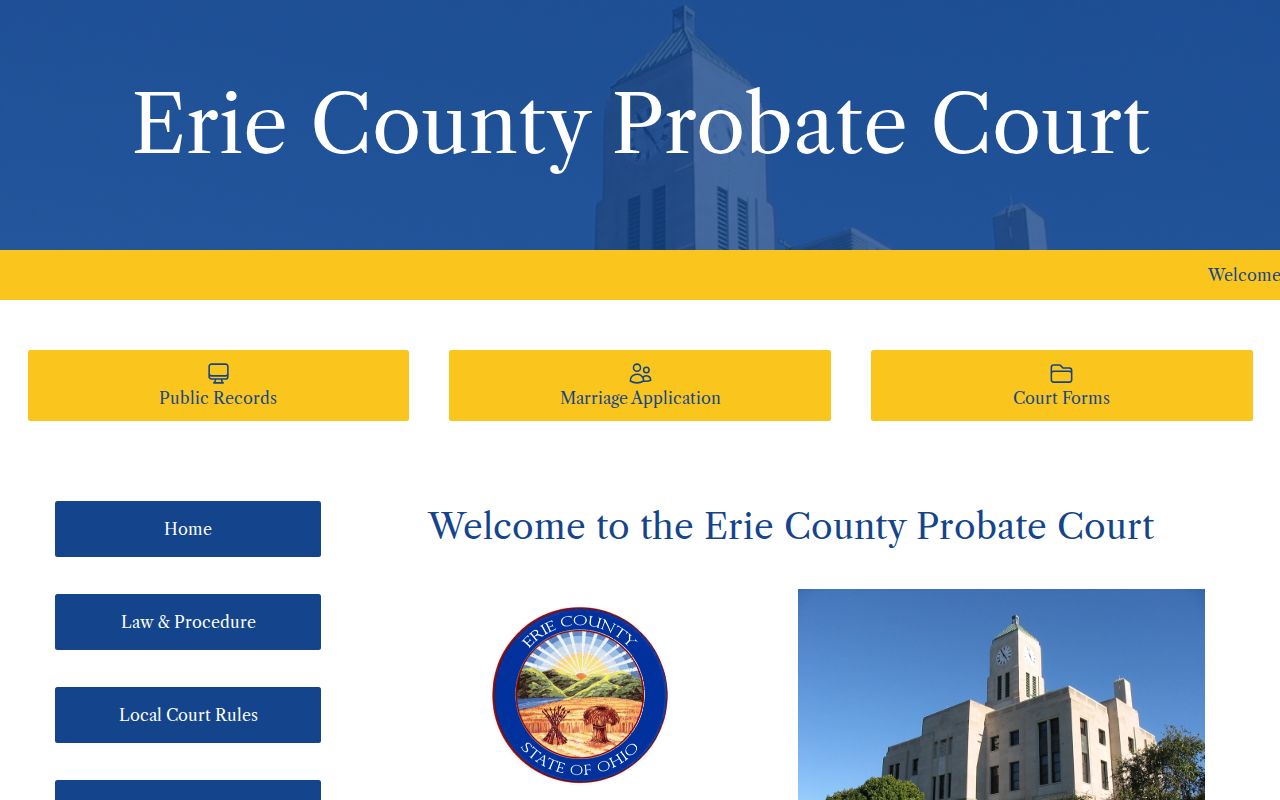 Sandusky resident lookup Erie County Probate Court records portal