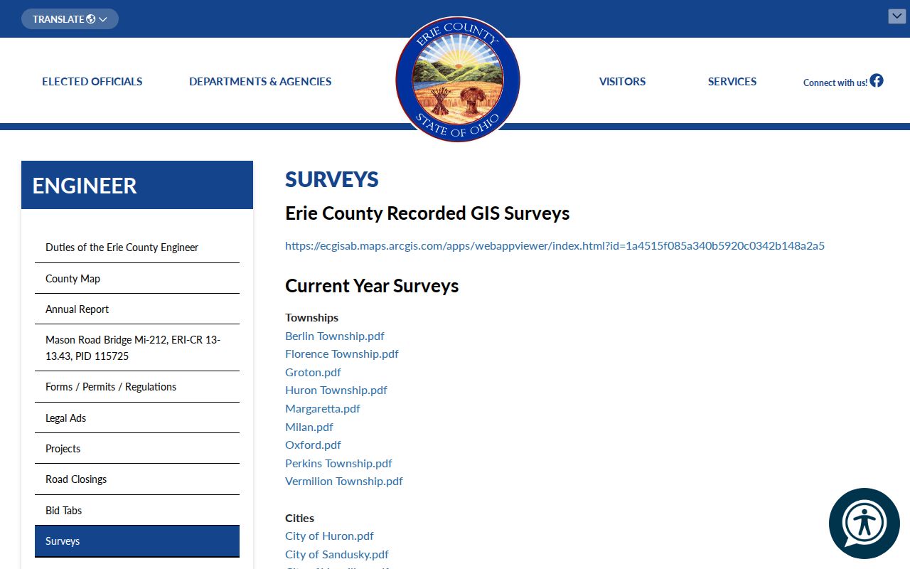 Sandusky street directory Erie County recorded surveys