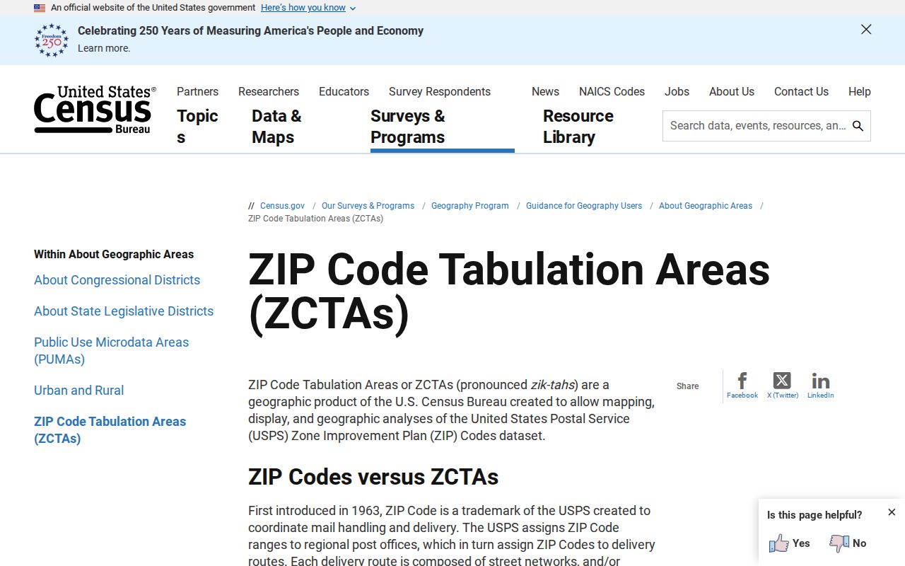 Sandusky ZIP code and Census ZCTA geography guidance